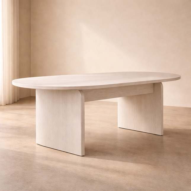 Aveline Flute Oval Dining Table Scandinavian Japandi Design Fluted Base Legs Ideal for Dining Room