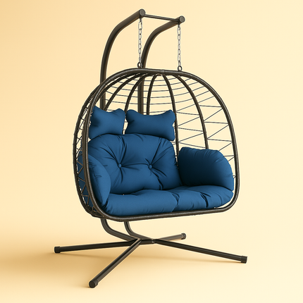 OceanBud Cocoon Swing Chair – Coastal Boho Hanging Chair for Garden, Patio & Balcony | Uber Decor