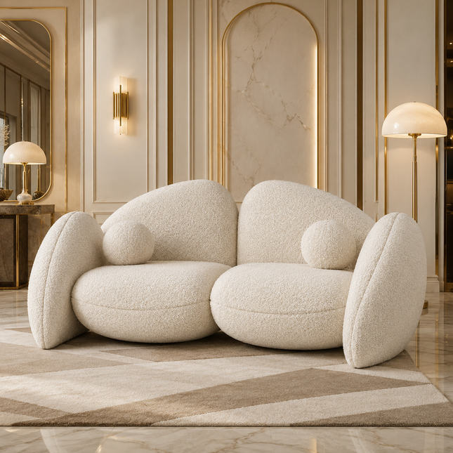 Rumi Modern Wabi Sabi Pebble Sofa, Luxury Sculptural Sofa for Living Room, Lounge Area, Bedroom, Waiting Space