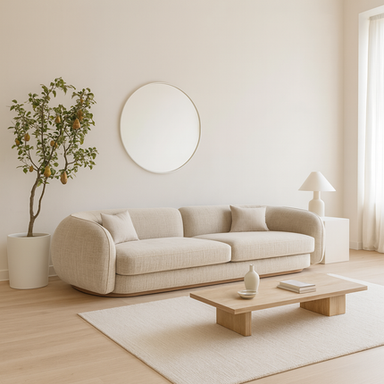 Samara Modern Minimalist Sofa Neutral Upholstered Couch for Living Room