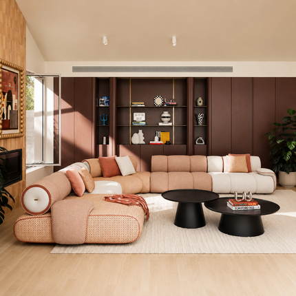 Alicante Luxury Modern Modular Sofa with Rounded Cushion Design Customisable Designer Couch for Premium Lounge Spaces