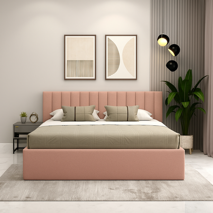 OakMist Contemporary Upholstered Platform Customisable Bed for Minimalist Interiors - Uber Decor
