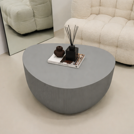Yazoo Coffee Table Modern Art Deco Contemporary Luxe Inspired Designer Center Table Solid Wood PU Finish Ribbed Statement Table for Premium Lounge