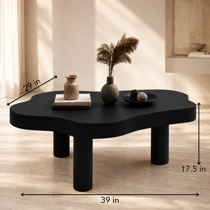 Tocantins Cloud Coffee Table – In Stock Solid Black Matte Organic Nordic Center Table