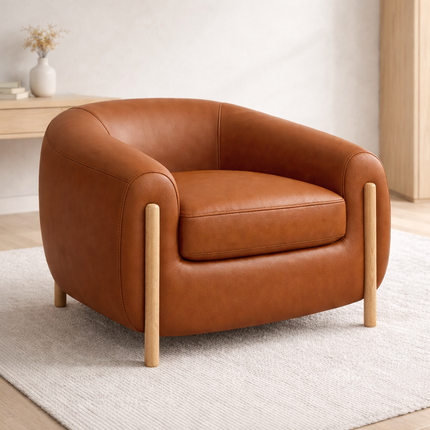 Tayra Accent Chair- Cute Oversized Upholstered Barrel Chair with Extra Depth and Height Seating