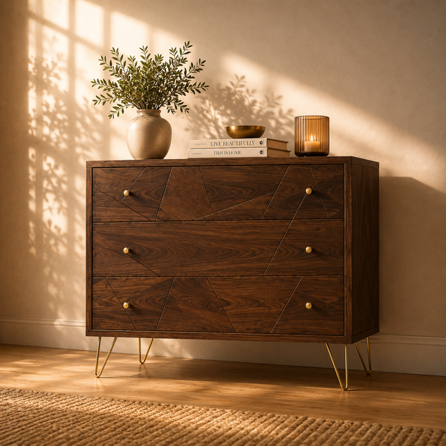 Linea Luxe Modern Minimalist Solid Wood Chest of Drawers Ideal for Bedroom, Living Room & Entryway