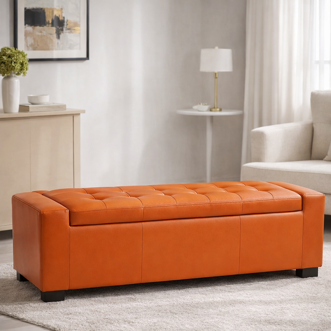 Rowan Rectangular Storage Bench with Lift Top Lid Classic Organizer for Bedrooms, Living Rooms & Entryway Corners