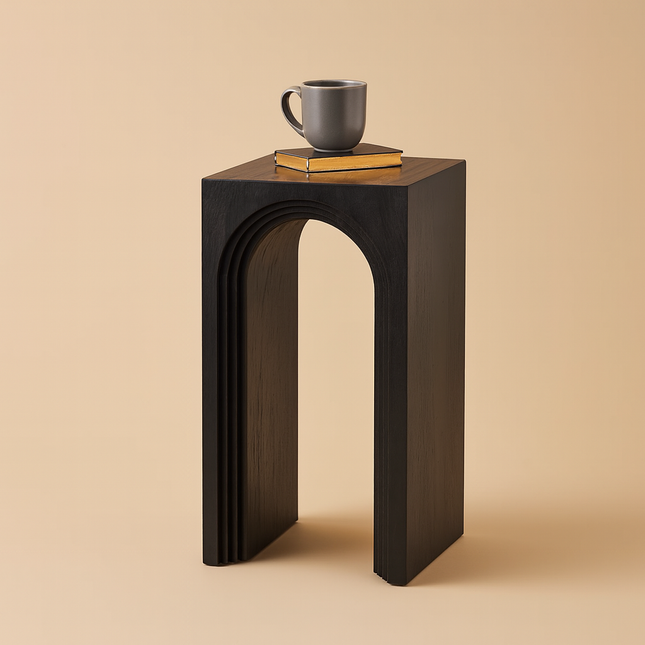 The Arcadia Table – Custom Arch-Inspired Wooden Side Table in Modern Japandi Style for Living Room, Bedroom, or Lounge - Uber Decor