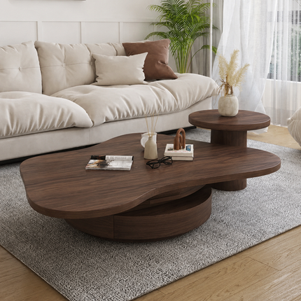 Rio Bianco Cloud Coffee Table – In Stock Dark Walnut Brown Sculptural Center Table