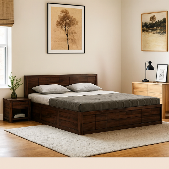 HavenWood Japandi Modern Platform Customisable Bed for Master Bedroom - Uber Decor