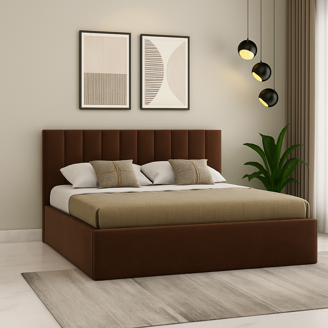 OakMist Contemporary Upholstered Platform Customisable Bed for Minimalist Interiors - Uber Decor