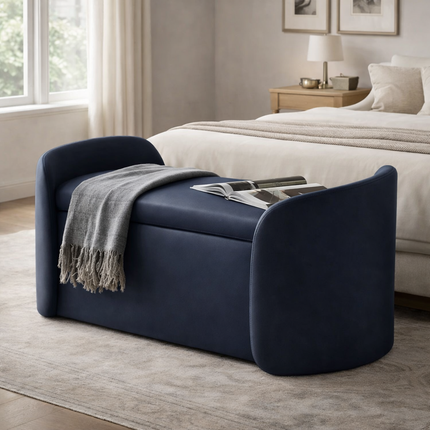 Sophie Curved 2-in-1 Storage Bench with Flip Top Seat Minimalist End-of-Bed Organizer for Bedroom & Entryway Spaces
