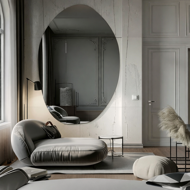 Virel Frameless Asymmetrical Smoked Glass Wall Mirror - Uber Decor