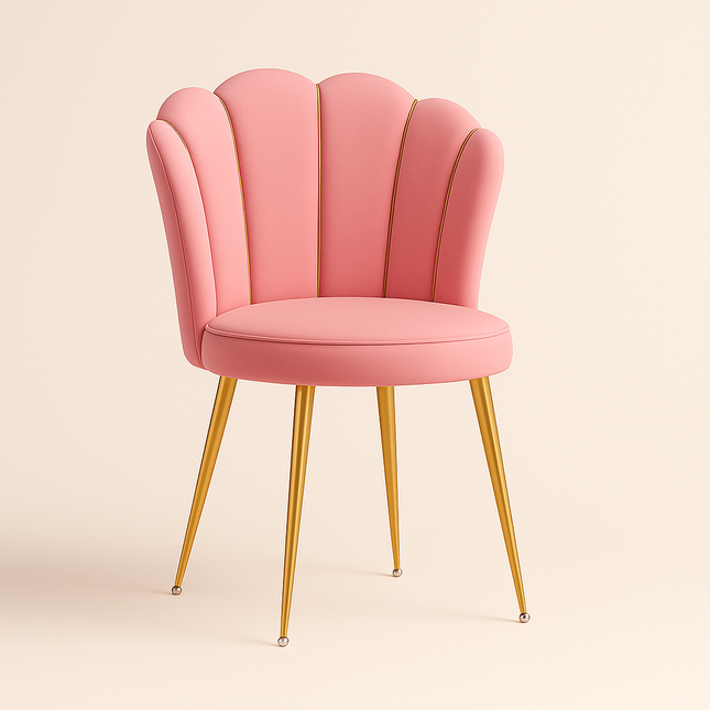 Amaera Luxe Accent Chair – Creative Shell Flower Makeup Stool Compact Backrest Ergonomic Chair Full Sitting Sensation All-match Chair for Living Room - Uber Decor