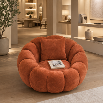 Pumpkin 2 Seater Modern Sofa, Luxury Sculptural Couch for Living Room or Lounge Area Ready to Dispatch Statement Sofa