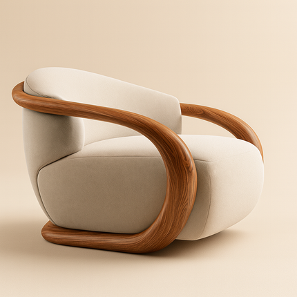 Eden Luxe Lounge Chair Mid Century Modern European Solid Wood Frame Fixed Base Accent Chair Living Room and Bedroom - Uber Decor