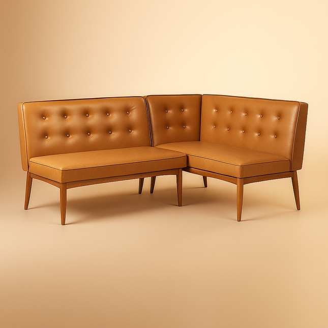 Zen Haven Mid Century Corner Bench Contemporary Customisable Seating for Dining Living Lounge and Hospitality Spaces