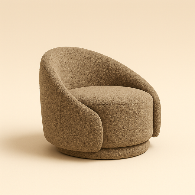Elara Swivel Barrel Chair- Upholstered Modern Round Accent Arm Chair for Bedroom or Living Room - Uber Decor