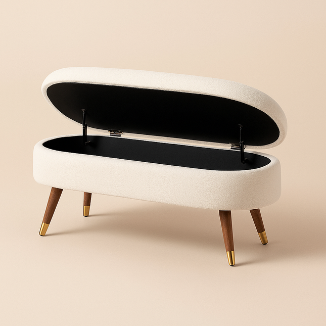 Elora Oval Storage Bench with Lift Top Lid - Uber Decor