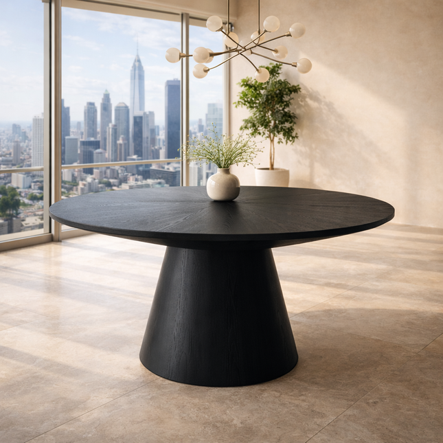 Orren Form Round Dining Table Modern Japandi Design Conical Base Ideal for Dining Room or Breakfast Nook