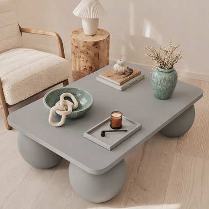 Dwangwa Coffee Table Modern Contemporary Sculptural Futuristic Inspired Designer Center Table Custom Finish Sphere Base Table for Modern Loft Space