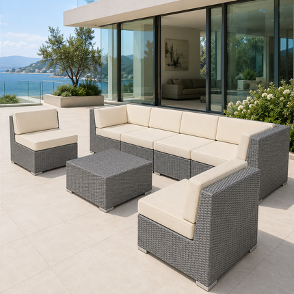 Coastava Modular Sectional Sofa Set with Center Table Outdoor Seating for Decks, Patios & Waterfront Terraces