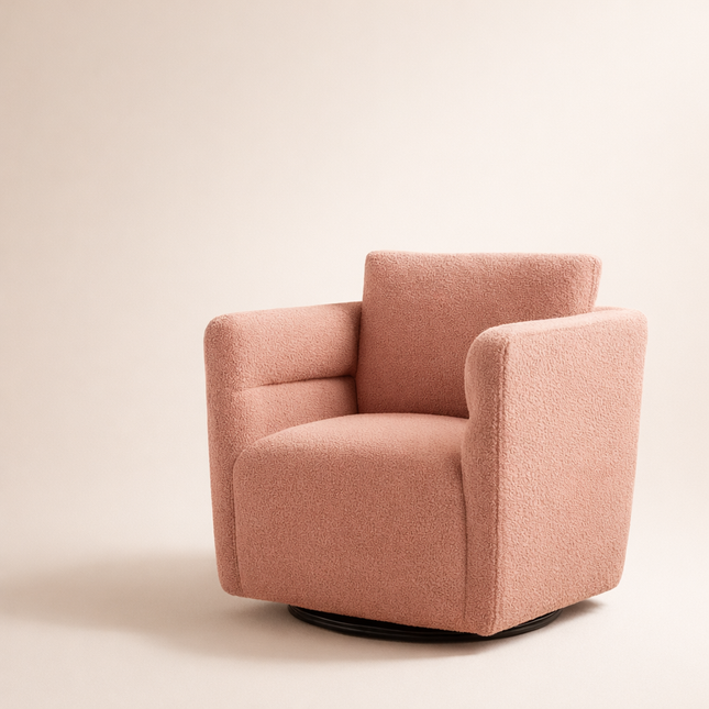 Celisse- Classic Wide Seat Upholstered Optional 360 Revolving Swivel Arm Barrel Chair for Living Room