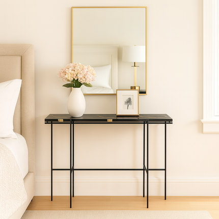 Sylvan Noir Display Table – Customizable Epoxy Agate-Style Top for Entryways & Hallways - Uber Decor