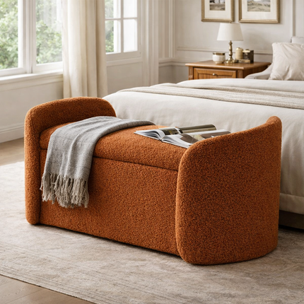 Sophie Curved 2-in-1 Storage Bench with Flip Top Seat Minimalist End-of-Bed Organizer for Bedroom & Entryway Spaces