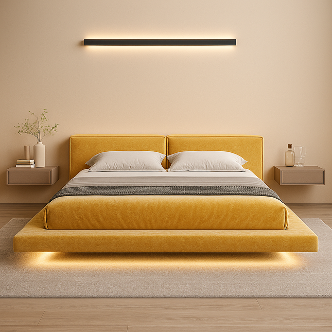Driftline Floating LED Platform Bed – Modern Bedroom Innovation - Uber Decor