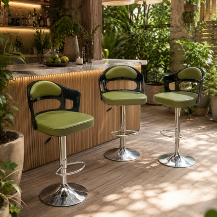 Belluno Modern Bar Stool with Hydraulic Lift for Kitchen Island and Home Bar Seating Mid Century Contemporary Counter Chair