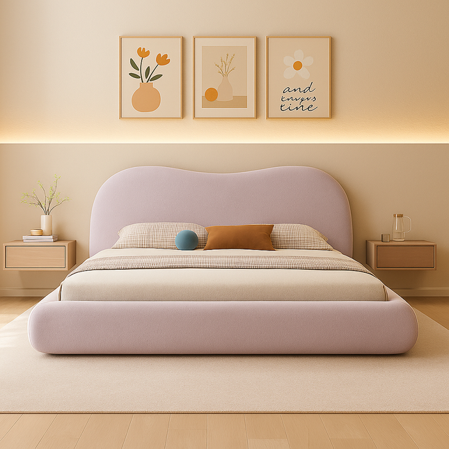 Drowse Curve Minimal Bed – Wabi-Sabi Modern Bedroom Essential - Uber Decor