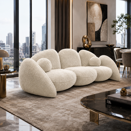 Rumi Modern Wabi Sabi Pebble Sofa, Luxury Sculptural Sofa for Living Room, Lounge Area, Bedroom, Waiting Space