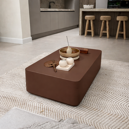 Spree Coffee Table Modern Contemporary Desert Modern Inspired Designer Center Table Custom Finish Minimal Block Table for Open Living Space