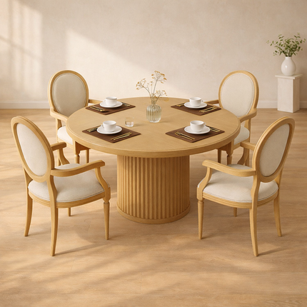 Bellewood French Round Dining Table – Custom Solid Wood Dining Table for Formal Dining Room