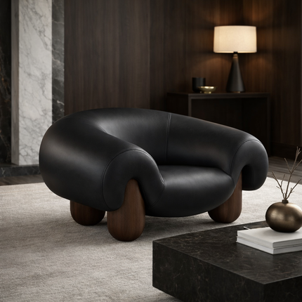 Sculpta Nest Lounge Chair Mid Century Modern European Inspired Solid Wood Legs Fixed Base Living Room Chair and Lounge Room