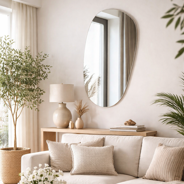 Niva Frameless HD Mirror – Asymmetrical Wall Mirror with Custom Sizes Available