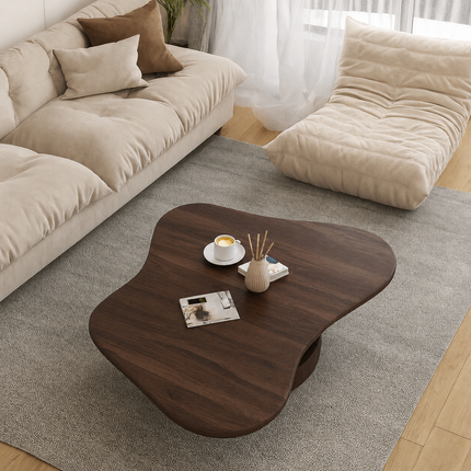 Rio Bianco Cloud Coffee Table – In Stock Dark Walnut Brown Sculptural Center Table