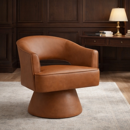 Ravelle Modern U-Back Accent Chair - 360 Revolving Swivel Barrel Armchair - Uber Decor