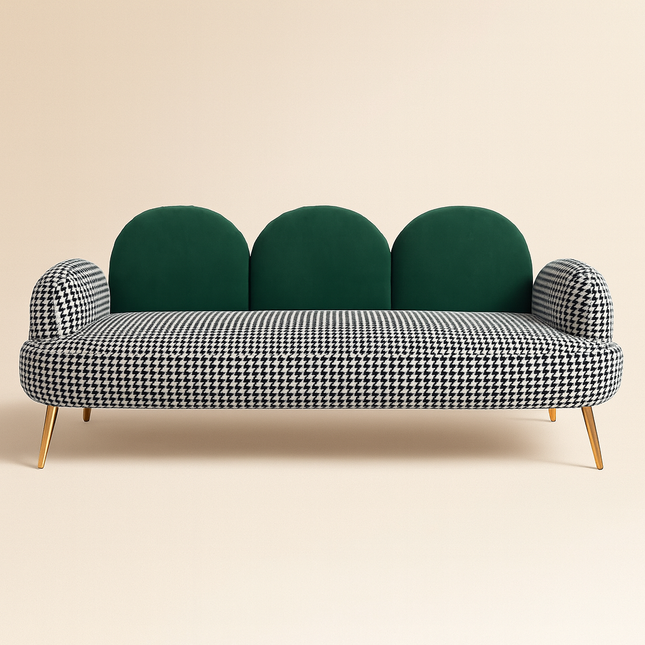 Rotterdam Modern Sofa Contemporary Houndstooth & Soft Backrest Couch for Living Room