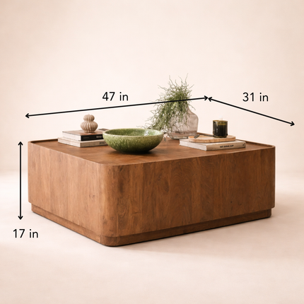 Fen Rectangular Coffee Table Modern Transitional Neo Classic European Designer Center Table Custom Finish Minimal Block Table for Formal Lounge