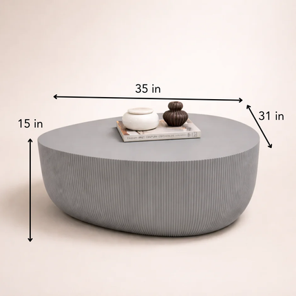 Yazoo Coffee Table Modern Art Deco Contemporary Luxe Inspired Designer Center Table Solid Wood PU Finish Ribbed Statement Table for Premium Lounge