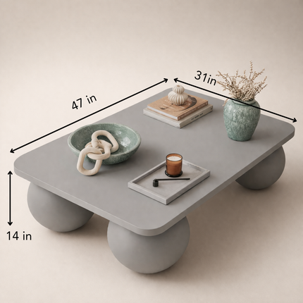 Dwangwa Coffee Table Modern Contemporary Sculptural Futuristic Inspired Designer Center Table Custom Finish Sphere Base Table for Modern Loft Space