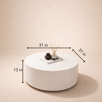 Isar Coffee Table Modern Minimal Contemporary Designer Center Table Custom Finish Smooth Drum Table for Chic Studio Space