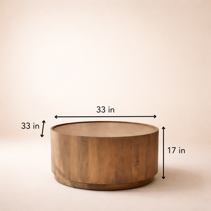 Argun Round Coffee Table Modern Minimal Contemporary Coastal Inspired Designer Center Table Custom Finish Drum Table for Relaxed Seating Area