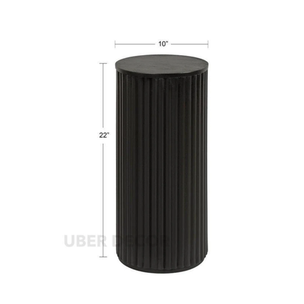 The Varro Column End Table – Custom Fluted Wooden Accent in Mid Century Japandi Scandinavian Style for Living Room, Bedroom, or Lounge