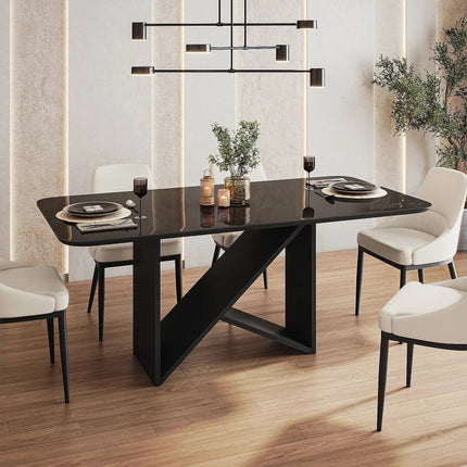 Midnight Gather Modern Dining Table with Sculptural Base for Dining Room and Modern Home Interiors