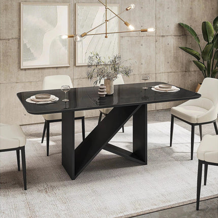 Midnight Gather Modern Dining Table with Sculptural Base for Dining Room and Modern Home Interiors