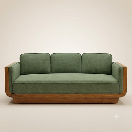 Hanoi Modern Wooden Sofa – Ready to Dispatch Luxury Couch with Woven Side Panels for Living Room