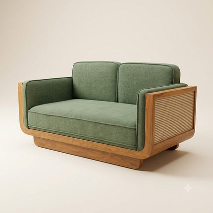 Hanoi Modern Wooden Sofa – Ready to Dispatch Luxury Couch with Woven Side Panels for Living Room